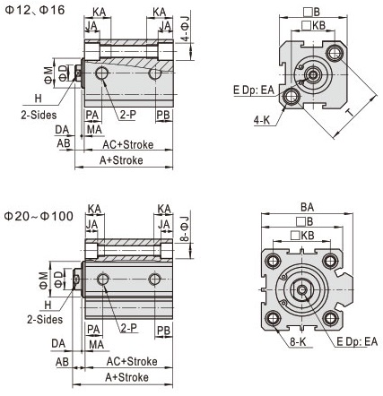 airtac-pneumatic-compact-cylinder-sda-dimension